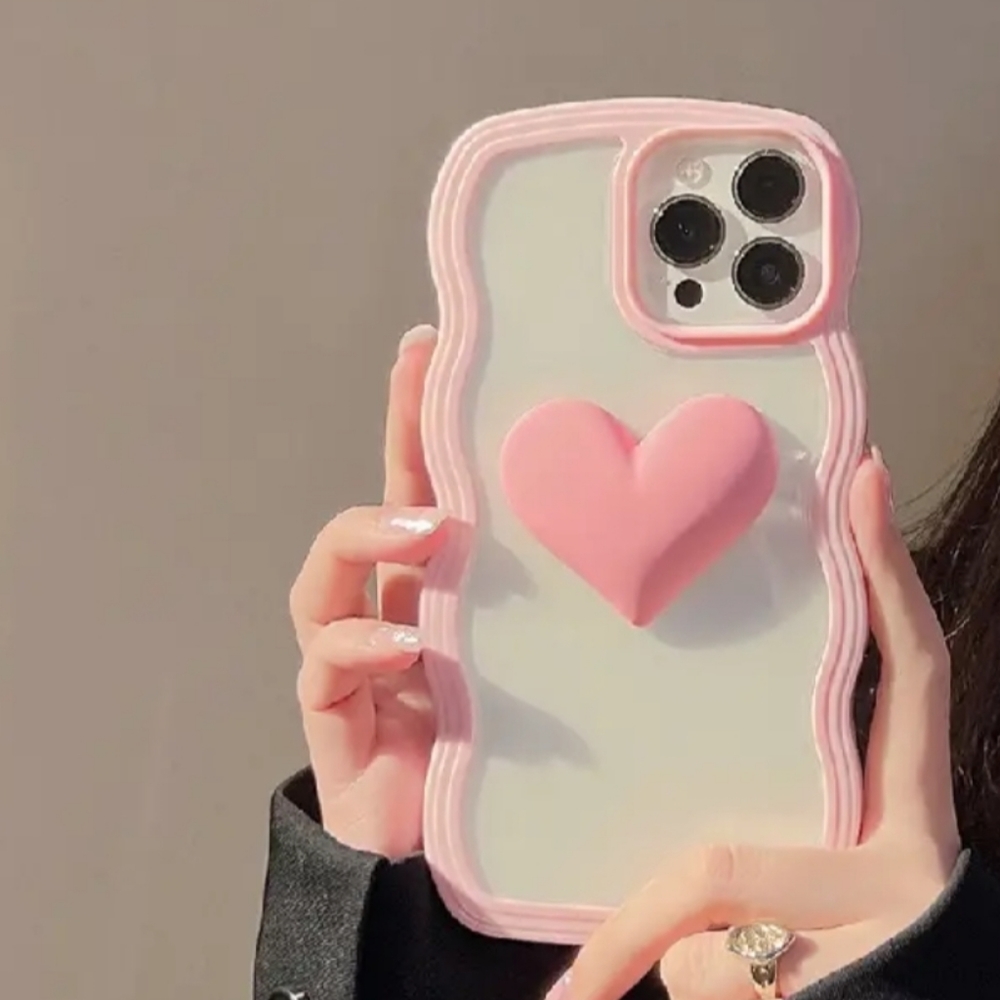 Brand new Apple  Iphone 14 Pro Max Wavy  love heart 🩷Silicone Phone Case